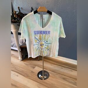Aerie Summer Camp V-Neck Tie-Dye Crop Top NWT
